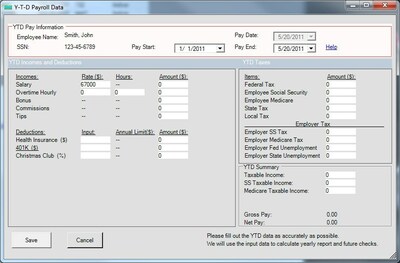 Year to Date Payroll Option