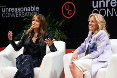 First Lady Jill Biden and Halle Berry candidly discuss formerly taboo women's health topics such as menopause, emphasizing the need for a new approach to women's health research at A Day of Unreasonable Conversation.
Photo: Lindsey Rosenberg, courtesy of A Day of Unreasonable Conversation