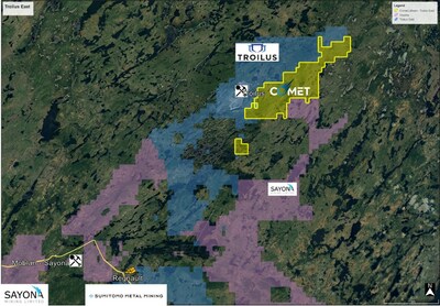 Figure 1 : Troilus East Property ? Multiple major deposits in vicinity of Troilus East (CNW Group/Comet Lithium Corp.)