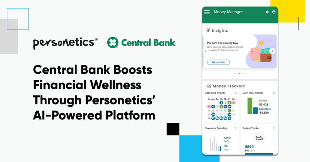 Central Bank Boosts Financial Wellness for Customers through Personetics’ AI-powered platform (PRNewsfoto/Personetics)