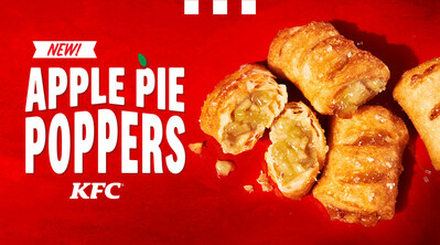 También se une a los menús de KFC un NUEVO postre para picar: ¡Apple Pie Poppers! Hechos con relleno de pie de manzana tibio y envueltos en una corteza mantecosa y hojaldrada, esto es todo lo que te gusta del pie de manzana en un bocado divertido. Prueba cuatro por solo $2.49 en los restaurantes participantes. Impuestos, propinas y cargos adicionales.