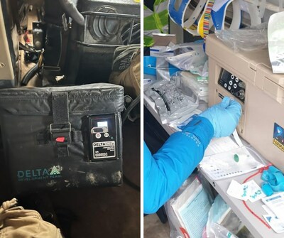 Two of DDT's other innovations, supported by SBIR awards - the Delta ICE Smart Blood Cooler and the Autonomous Portable Refrigeration Unit - in the field.