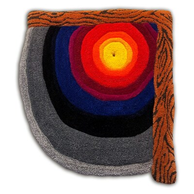 “Beacon View” by Eva Pushkova. A tufted wool rug, with circles as part of  “Articles of Comfort: Holding Grief.” Image courtesy of the artist.