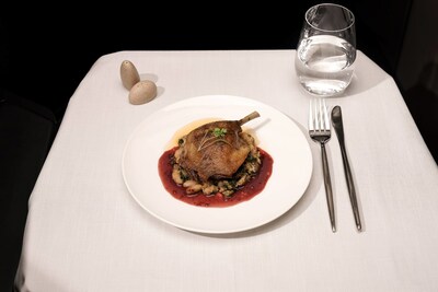 Business Class dining on STARLUX Airlines transpacific service