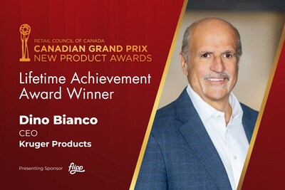 Dino Bianco, Chief Executive Officer, Kruger Products Inc., to receive 2024 Canadian Grand Prix Lifetime Achievement Award from Retail Council of Canada & Food, Health & Consumer Products of Canada (CNW Group/Retail Council of Canada)