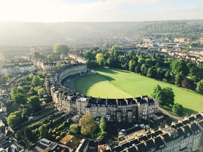 The fabulously restored No 1 Royal Crescent in Bath, England stars as the home of the Featherington family in Bridgerton series; Credit: VisitBritain/Andrew Welsher