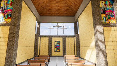 This captivating illustration showcases the Committal Chapel and the awe-inspiring liturgical artwork at the upcoming location of the Open-Air Mausoleum of the Holy Spirit at Holy Cross Cemetery in North Arlington, NJ. This sacred space is poised to offer a serene and prayerful environment, where you can pay homage to the cherished memories of your loved ones.