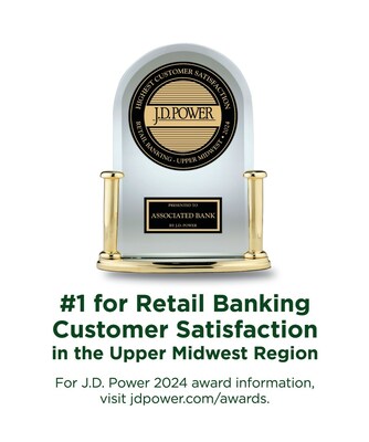Associated Bank Named Best for Customer Satisfaction with Retail Banking in the Upper Midwest Region by J.D. Power