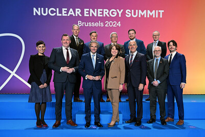 Members of the Global Partnership of Nuclear Communities met with Rafael Mariano Grossi, Director General of the International Atomic Energy Agency (IAEA), at the Nuclear Energy Summit in Brussels on March 21, 2024. Image courtesy of IAEA. (CNW Group/Municipality of Clarington)