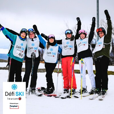 Une équipe du Défi ski Leucan sur la montagne. (Groupe CNW/Leucan)