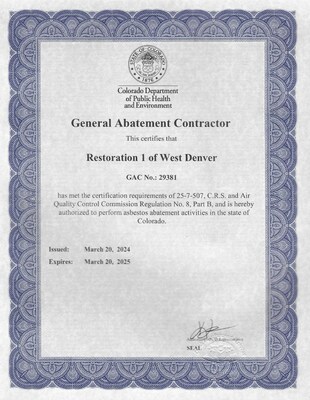 General Abatement Contractor Certificate