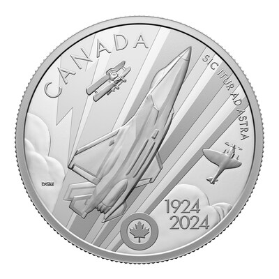 La pice de 20 $ en argent fin 2024 - Le centenaire de l'Aviation royale canadienne de la Monnaie royale canadienne (Groupe CNW/Monnaie royale canadienne)
