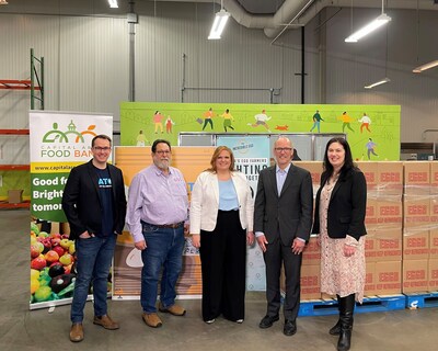 From Left: Danny Leckie, CEO of HATCH for Hunger; John Puglisi, president of Puglisi Egg Farms; Emily Metz, president and CEO of the American Egg Board; Tom Perez, senior advisor to the President of the United States; Emily Lauer-Bader, director of corporate partnerships at the Capital Area Food Bank