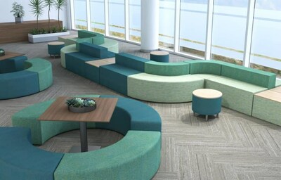 The modular sectional couch is perfect for waiting rooms and now available at Madison Liquidators.