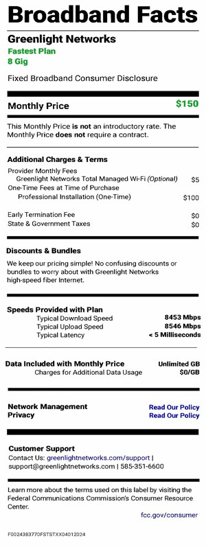 Greenlight Networks Launches 8-Gig High-Speed Fiber Internet