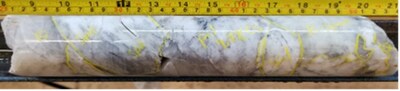 Figure 2.1 – Photo of drill core displaying pollucite from West Joe at the Company’s Case Lake Property, Ontario, Canada (CNW Group/POWER METALS CORP)
