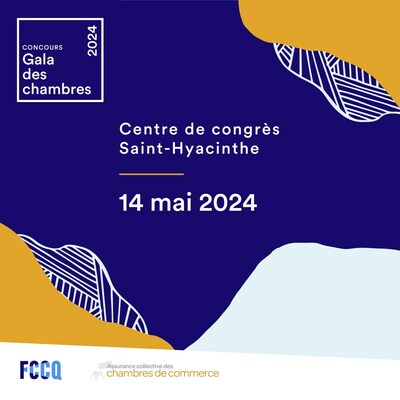 Le gala aura lieu le 14 mai 2024 prochain au Centre de Congrs de Saint-Hyacinthe. (Groupe CNW/Fdration des chambres de commerce du Qubec)