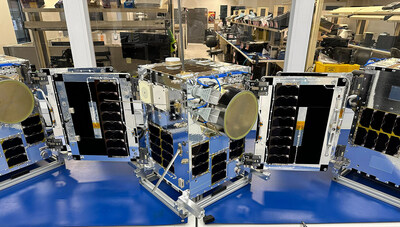 One of three satellites which make up the trio in Cluster 8 is seen here prior to shipping out to the launch site in Florida.