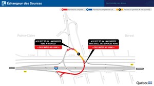 Reprise des travaux de réparation dans l'échangeur des Sources dès le 8 avril 2024