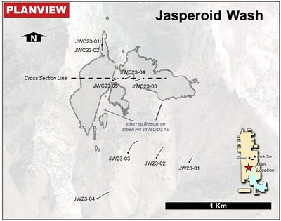 Figure 5: Jasperoid Wash 2023 drill hole locations. (CNW Group/Orla Mining Ltd.)