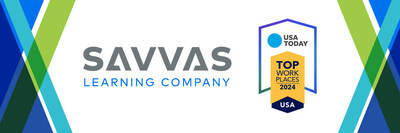 Savvas Learning Company, a next-generation K-12 learning solutions leader, is excited to announce that it has received the 2024 Top Workplaces USA award, an honor which recognizes companies nationally for their strong workplace culture and its positive impact on business. This is the third year in a row that Savvas has earned this honor.