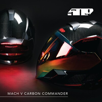 Built for speed and staying connected the Mach V Commander helmet, featuring integrated Cardo communications, is now offered in a new lightweight hand-laid carbon fiber variation.