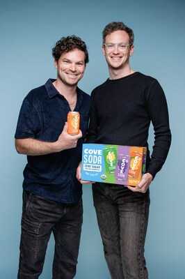John and Ryan MacLellan with Cove Soda Fruity Variety 15-pack available at Costco. (CNW Group/Cove Drinks)