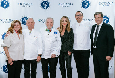 Left to Right: Claudine Ppin, Chef Eric Barale, Chef Jacques Ppin, Giada De Laurentiis, Chef Alexis Quaretti, Frank A. Del Rio