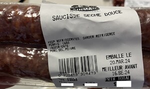 Mise à jour - Avis de ne pas consommer de saucisses sèches préparées et vendues par Zinman Marché de volailles St-Dominique