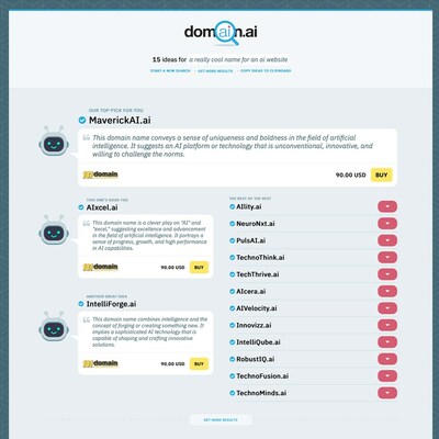 Domain.ai results