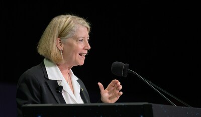NASA Deputy Administrator Pam Melroy gives keynote remarks during the 37th Space Symposium, Tuesday, April 5, 2022, in Colorado Springs, Colorado. Credits: NASA/Bill Ingalls