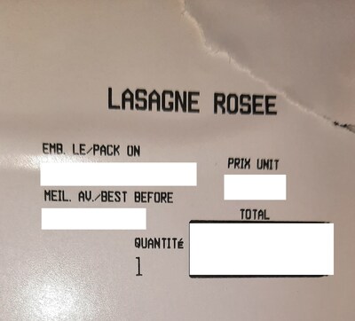Lasagne rose (Groupe CNW/Ministre de l'Agriculture, des Pcheries et de l'Alimentation)