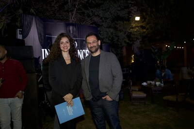 “Gihan el Shamashergy and Omar Badrawy, marketing director posing for a photo after speeches.”