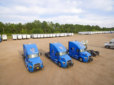Gulf Relay trucks in their Clinton, Mississippi terminal.