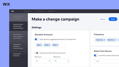 Wix Donations is equipped with Wix’s industry-leading, user-friendly, web design capabilities, empowering users to create high-quality and unique donation web pages.