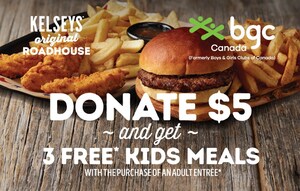 Kelseys Original Roadhouse announces new partnership with BGC Canada (Formerly the Boys &amp; Girls Club of Canada)