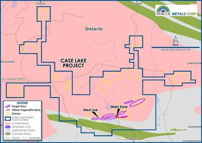 Figure 3 – Map of the Case Lake project in northeastern Ontario, Canada (CNW Group/POWER METALS CORP)