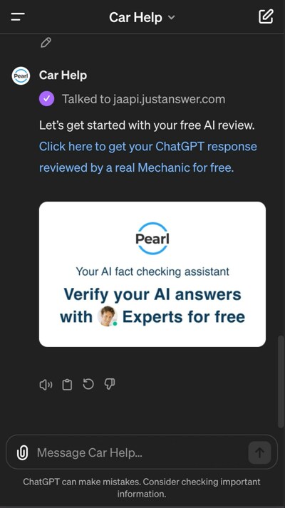 ChatGPT Plus users can have their conversations verified for accuracy by a live, human expert on JustAnswer for free