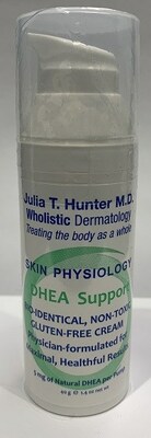 Crme topique Julia T. Hunter M.D. Wholistic Dermatology Skin Physiology DHEA Support Prsence de DHEA indique sur l'tiquette (Groupe CNW/Sant Canada (SC))