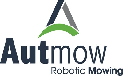 Vertical Logo with text Autmow Robotic Mowing