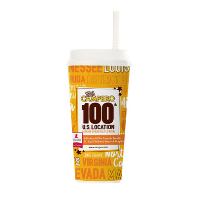 Pollo Campero, the Guatemalan-born fast-casual restaurant specializing in uniquely flavorful chicken, is celebrating its 100th U.S. restaurant opening with the release of a new limited-time St. Jude Children's Research Hospital commemorative cup that unlocks free Pollo Campero drink refills for life.*
