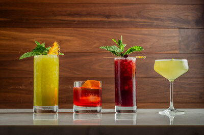 L-R: Beverages from Live! by Loews - St. Louis, Loews Philadelphia Hotel, Loews Coronado Bay Resort, and Loews Miami Beach Hotel