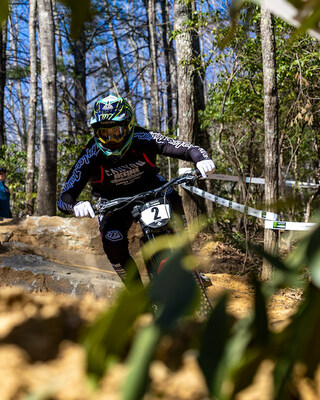 Monster Energy's Luca Shaw Finishes in Third Place at the Monster Energy Pro DH in the Pro Men's Division in Zirconia, North Carolina.