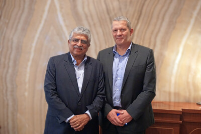 Infosys Chairman Nandan Nilekani with Christoph Schell, Executive Vice President and Chief Commercial Officer, Intel