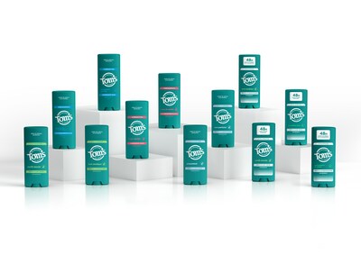New deodorant offers 6 scents with naturally sourced and derived moisture-locking ingredients inside modern containers made from 100% recycled plastic (CNW Group/Tom's of Maine Canada)