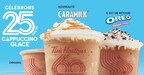 Célébrez les 25 ans de l'emblématique cappuccino glacé Tim Hortons avec le nouveau cappuccino glacé CARAMILK® ou avec un cappuccino glacé OREO® double crème, maintenant de retour