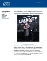 Cadence McShane’s Rebecca Mansfield honored as a 2024 Houston Business Journal Outstanding Diversity Champion.