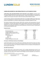 LUNDIN GOLD REPORTS Q1 2024 PRODUCTION OF 111,572 OUNCES OF GOLD (CNW Group/Lundin Gold Inc.)