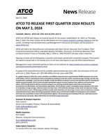 ATCO TO RELEASE FIRST QUARTER 2024 RESULTS ON MAY 2, 2024