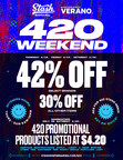 Stash Dispensaries Announces 42% off select brands, over 420 doorbuster products listed at $4.20, and Extended Store Hours for 4/20 Weekend Celebration